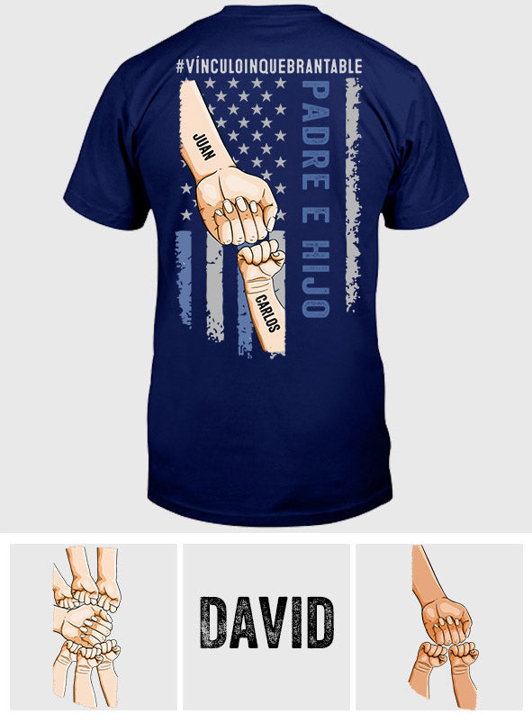 Padre E Hijos Vínculo Inquebrantable – Personalisiertes Vater-T-Shirt und Kapuzenpullover