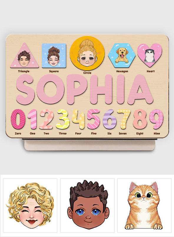 Algebraisches Namenspuzzle aus Holz – Personalisiertes Namenspuzzle für Kinder