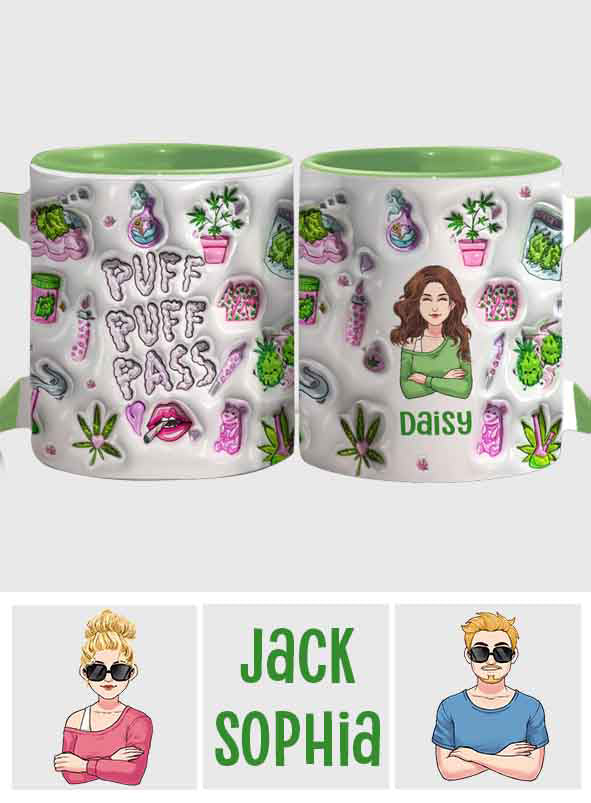 Puff Puff Pass Aufblasbarer 3D-Becher mit personalisiertem Weed-Motiv