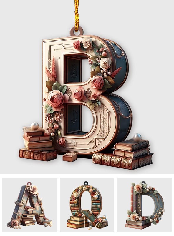 Vintage-Buchbuchstaben-Ornament – personalisiertes Buchornament