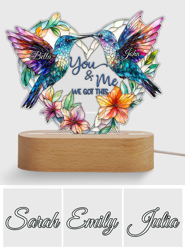 Hummingbird Couple - Personalized Hummingbird Shaped Plaque Light Base