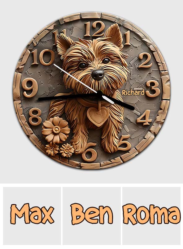 Niedlicher Yorkshire Terrier - Personalisierte Yorkshire Terrier Wanduhr