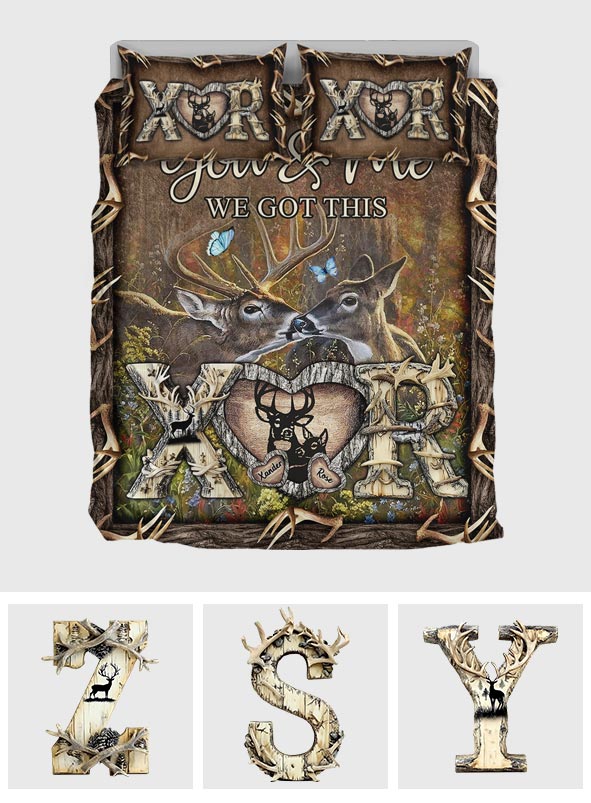 Her Buck His Doe - Personalisiertes Jagd-Quilt-Set