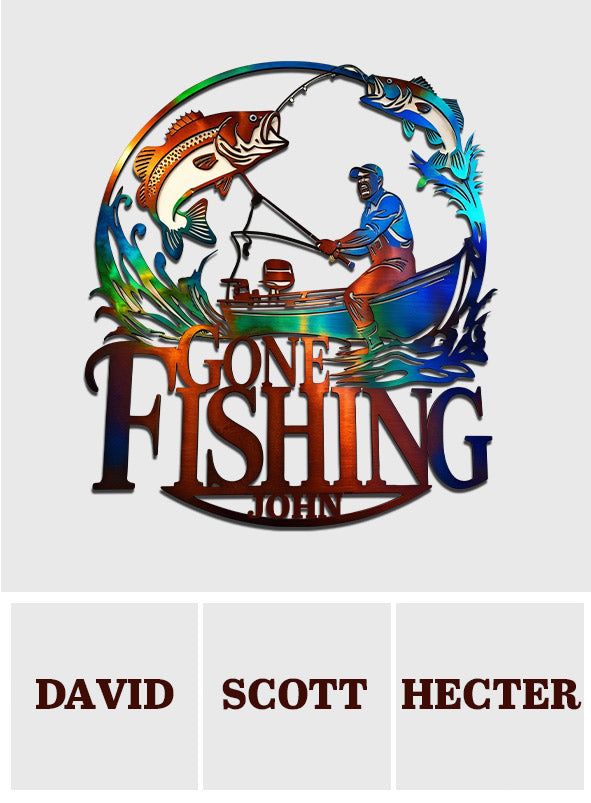 Angeln gegangen – personalisiertes Angelschild aus Metall