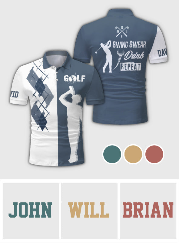 Swing Swear Drink – personalisiertes Golf-Poloshirt