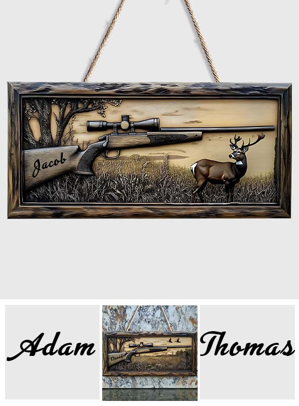 Hunting Rifle - Personalized Hunting Custom Shaped Wood Sign