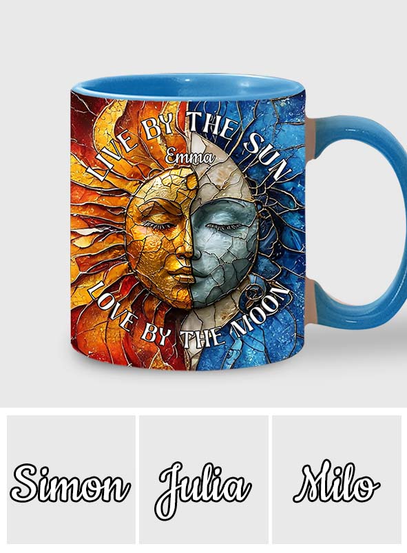 Live By The Sun Love By The Moon - Personalized Hippie Accent Mug