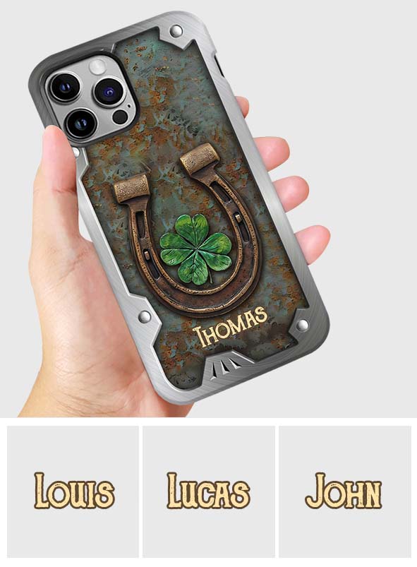 Lucky Horseshoe Shamrock – Personalisierte Handyhülle mit Pferdemotiv
