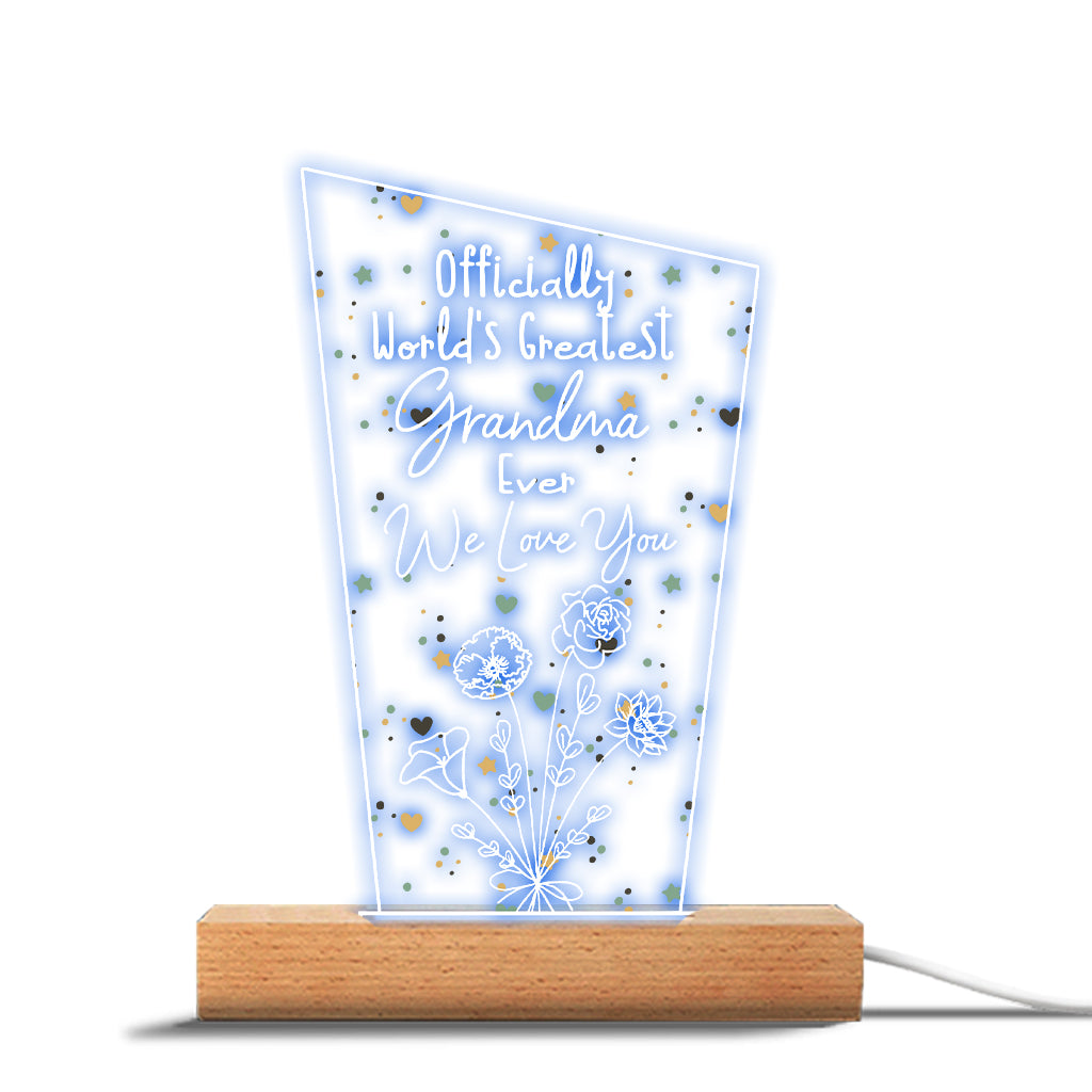 Offiziell die beste Mama der Welt – Geschenk für Mama, Opa, Ehemann, Ehefrau, Oma, Papa – Personalisierte, geformte Leuchtplatte