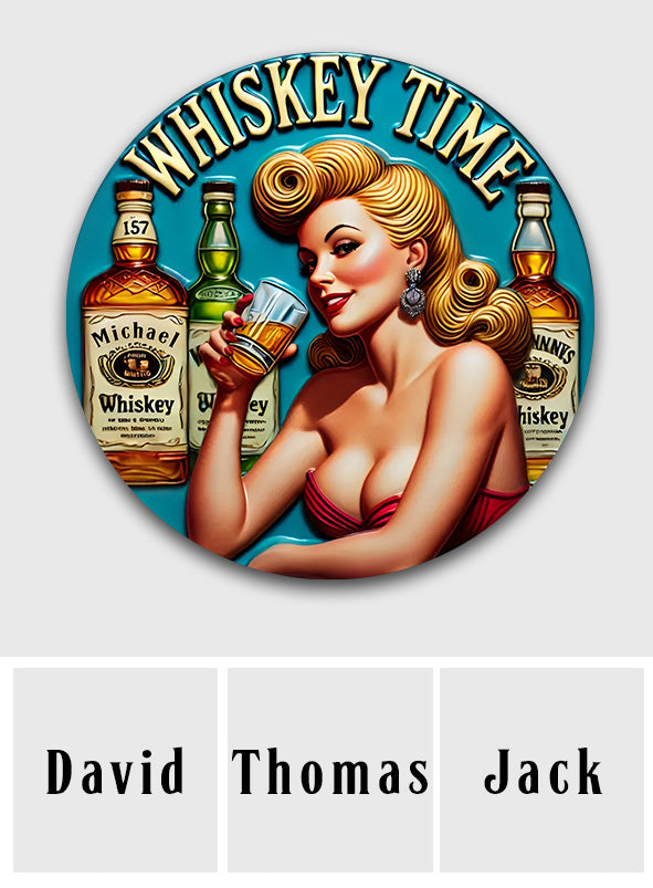 Whiskey Time - Personalized Whisky Round Metal Sign