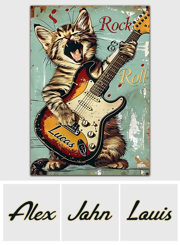 Rock & Roll – Personalisiertes rechteckiges Gitarren-Metallschild