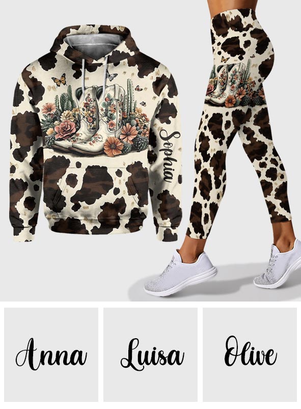 Vintage-Stiefel – Personalisierter Country-Girl-Hoodie und Leggings