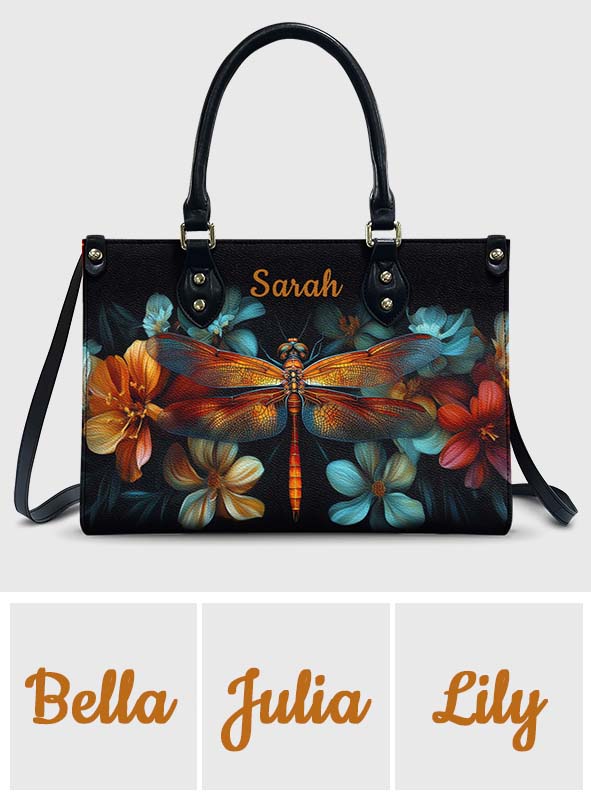 Stunning Dragonfly - Personalized Dragonfly Leather Handbag