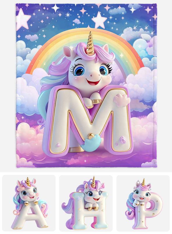 Niedlicher Einhorn-Brief - Personalisierte Kinderdecke