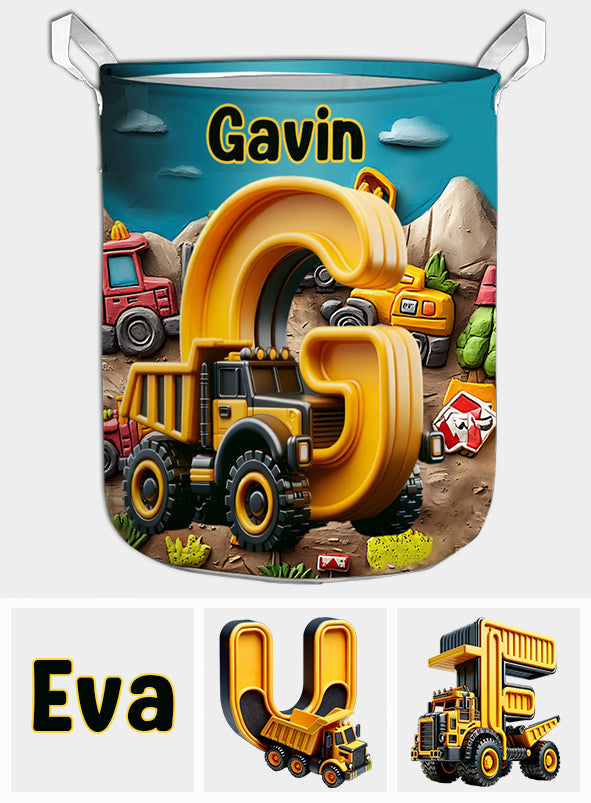 Baustellenfahrzeug-Brief - Personalisierter Aufbewahrungskorb für Kinder