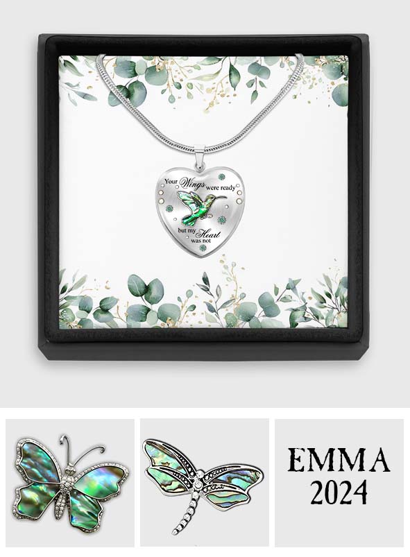 Deine Flügel waren bereit, doch mein Herz nicht – Personalisierte Herzanhänger-Halskette zur Erinnerung