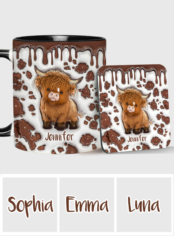 Personalisierte Tasse für ein Mädchen, das Hochlandrinder liebt