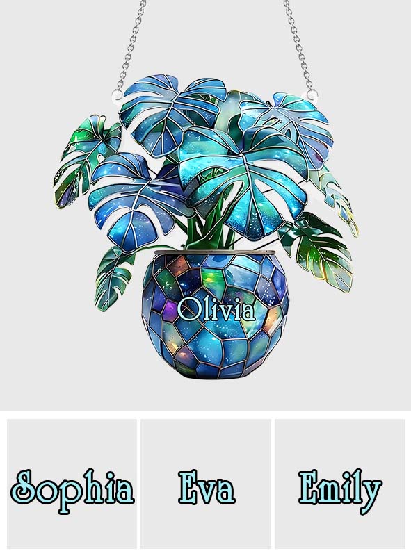 Monstera Deliciosa, Kaktus – Personalisierter Garten-Fensterhänger-Sonnenfänger