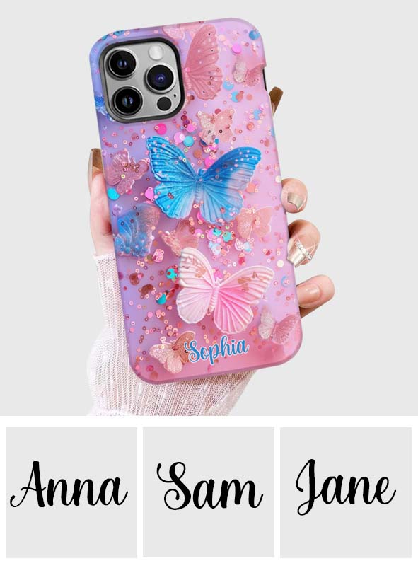 Sparkle Butterflies - Personalized Butterfly Full Print Phone Case