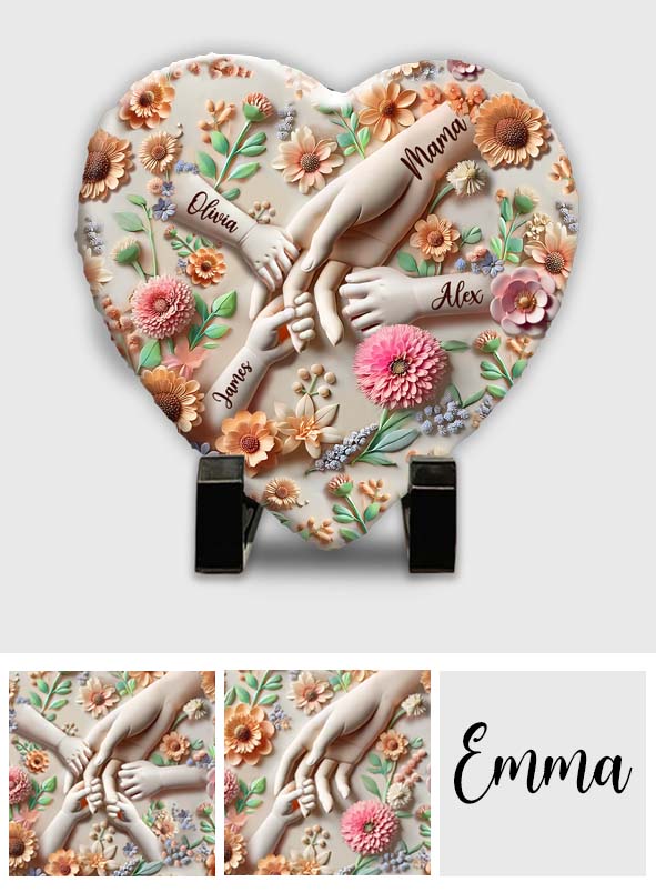 Halte unsere Hände – personalisierter herzförmiger Mutterstein