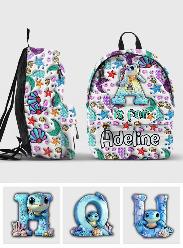 Niedliches Schildkrötenalphabet – personalisierter Kinderrucksack