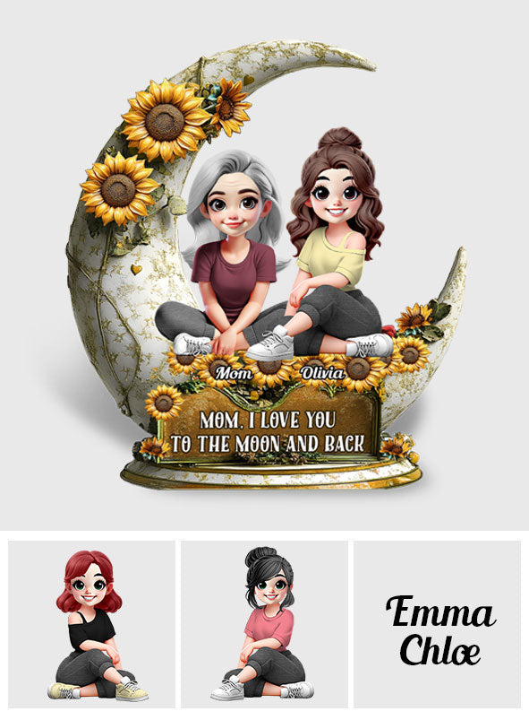 Ich liebe dich bis zum Mond und zurück – Personalisierte Acrylplakette in individueller Form für meine Mutter