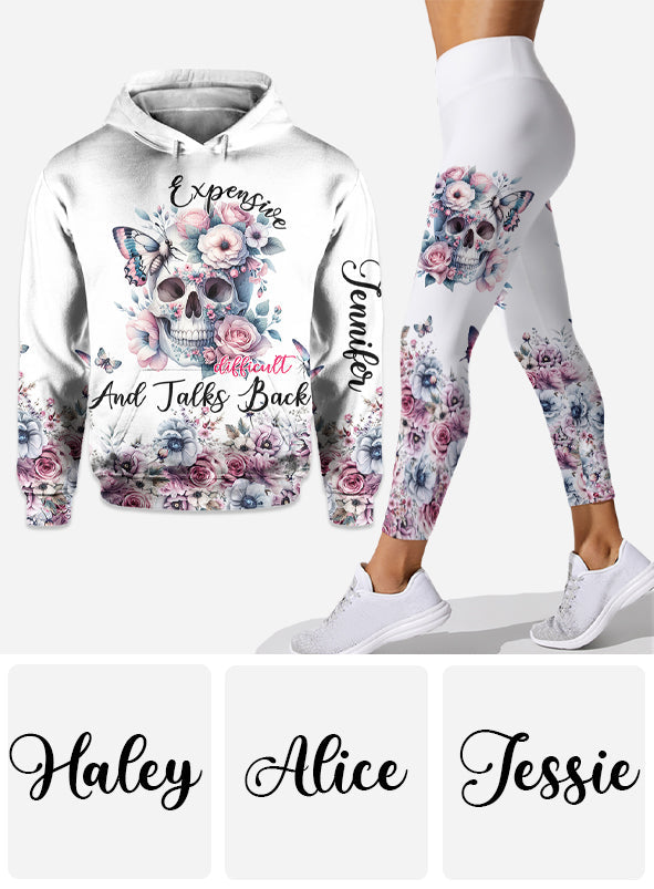 Blumenschädel – Personalisierter Totenkopf-Hoodie und Leggings
