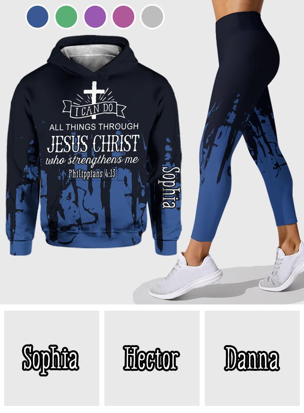 Ich kann alles schaffen – Personalisierter christlicher Hoodie und Leggings
