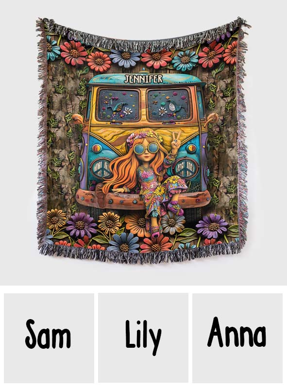 Hippie Lover - Personalized Hippie Woven Blanket