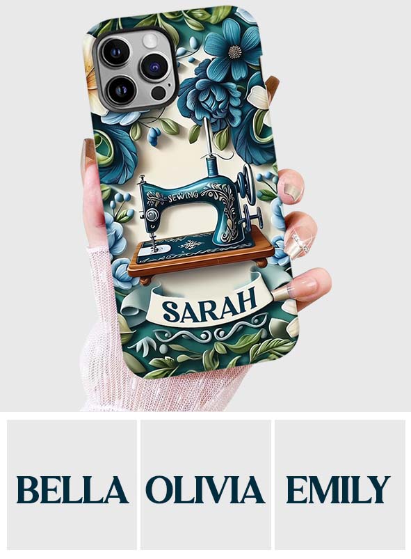 Blue Sewing Machine - Personalized Sewing Full Print Phone Case