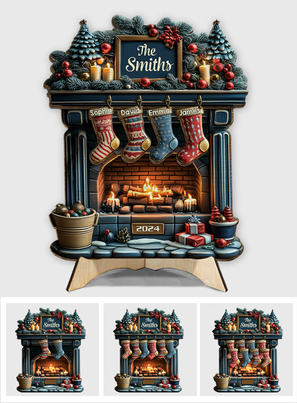 Frohe Weihnachten – Personalisiertes Familien-Holzschild (2-lagig)