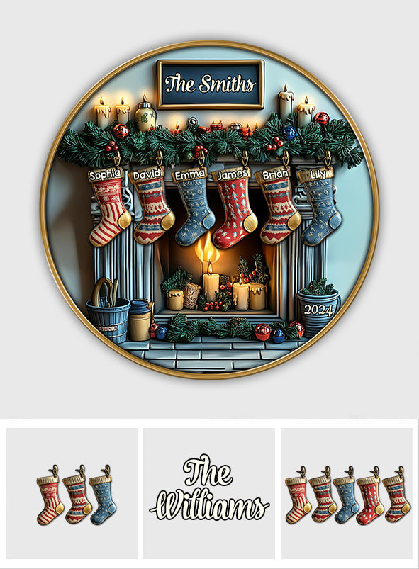 Frohe Weihnachten – Personalisierter runder Familienteppich