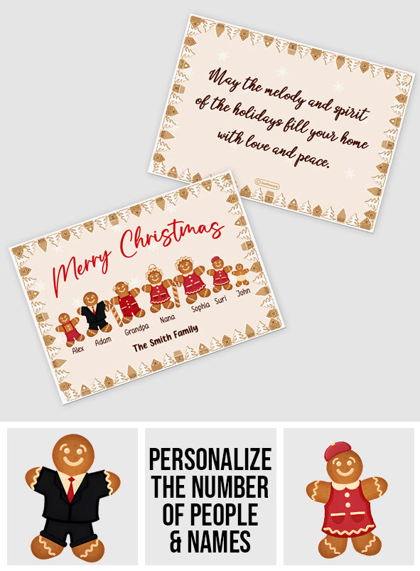 Merry Christmas Gingerbread Family - Personalized Family Greeting Card