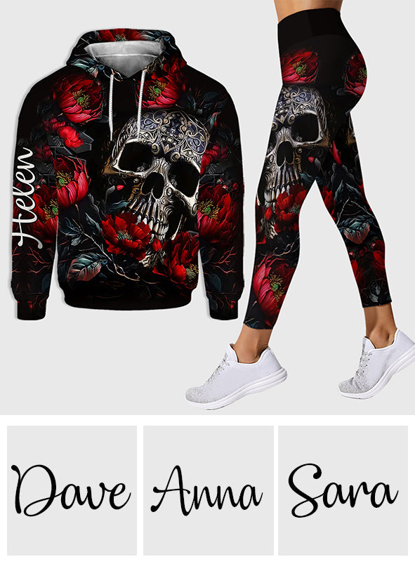 Skull And Roses – Personalisierter Totenkopf-Hoodie und Leggings