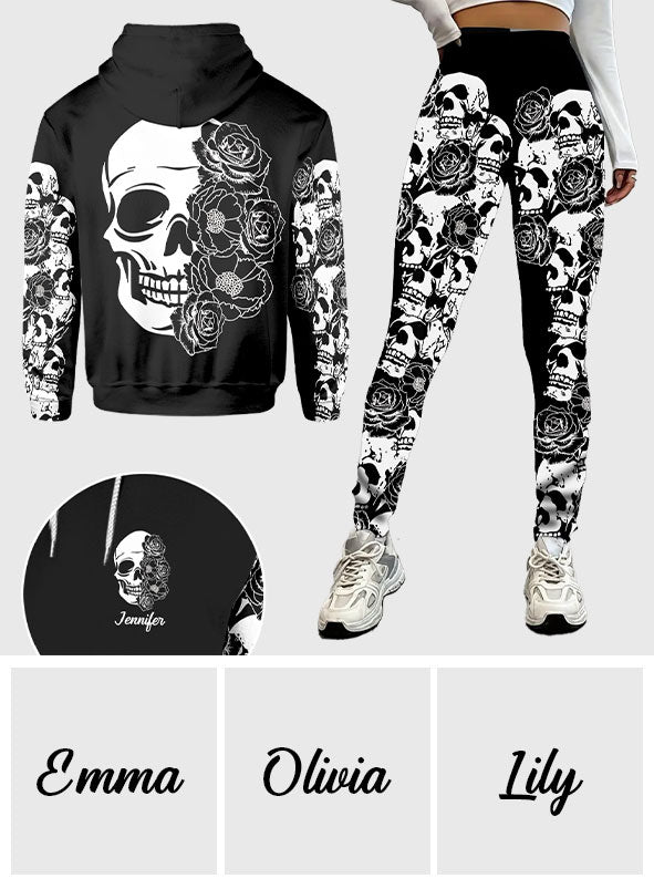 Skull And Roses – Personalisierter Totenkopf-Hoodie und Leggings