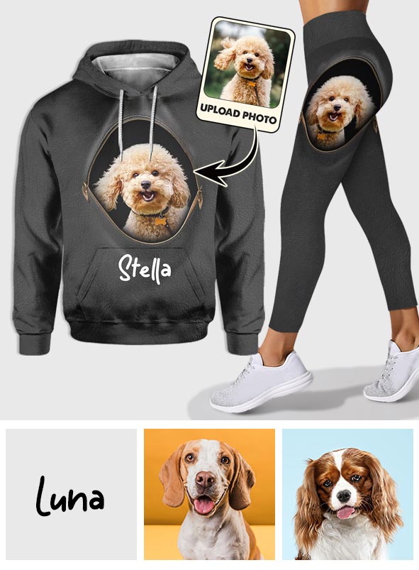 Personalisierter Hunde-Hoodie und Leggings mit Foto und Namen Ihres Haustieres
