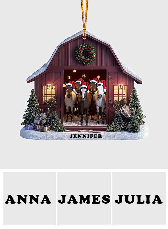 Christmas Horse Barn House - Personalized Horse Ornament