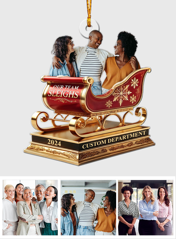 Our Team Sleigh, Colleagues Christmas Gifts - Personalized Colleague Custom Shaped Ornament