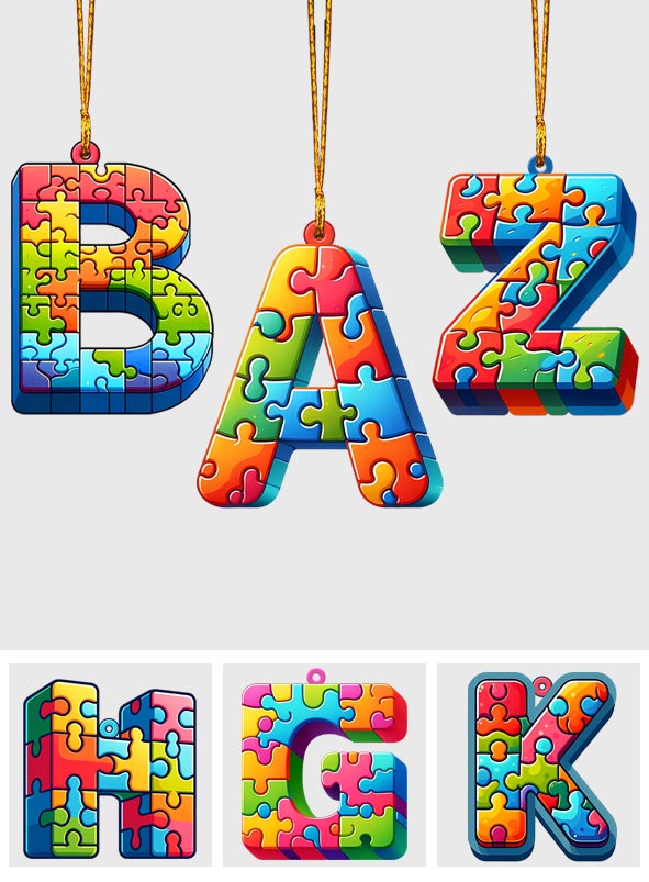Any Letter Puzzle - Personalized Autism Awareness Ornament