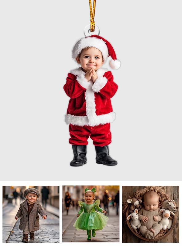 Foto-Weihnachtsbaumschmuck als Geschenk für Enkelkinder – personalisierter, individuell geformter Weihnachtsbaumschmuck