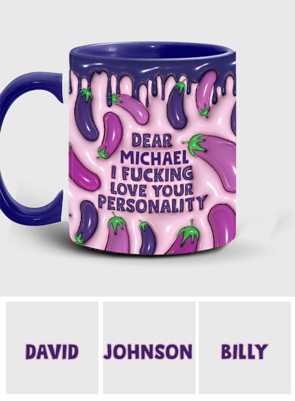 Ich liebe deine Persönlichkeit – Personalisierte Tasse für Paare
