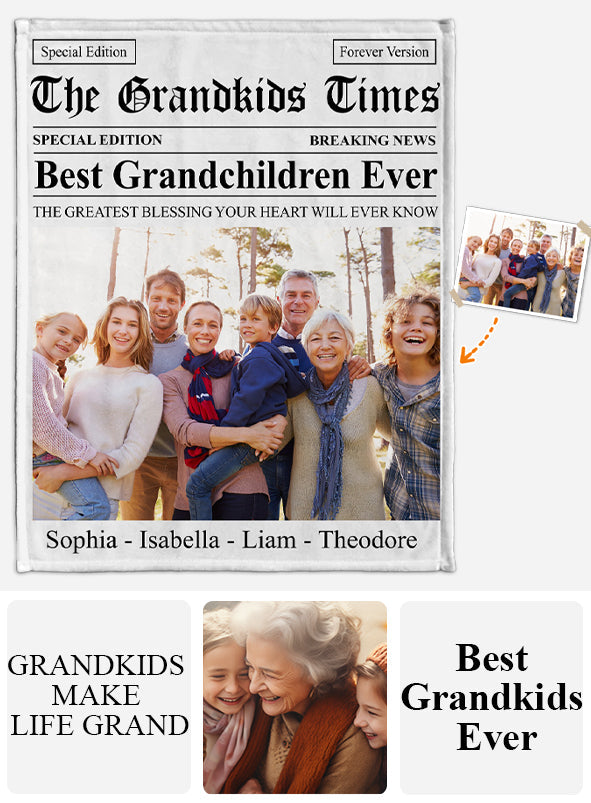 Die Oma Times – Das beste Enkelkind aller Zeiten – Personalisierte Oma-Decke