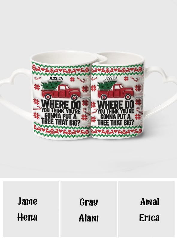 Beug dich vor und ich zeig's dir – Personalisierte Partnerbecher mit Herzgriff