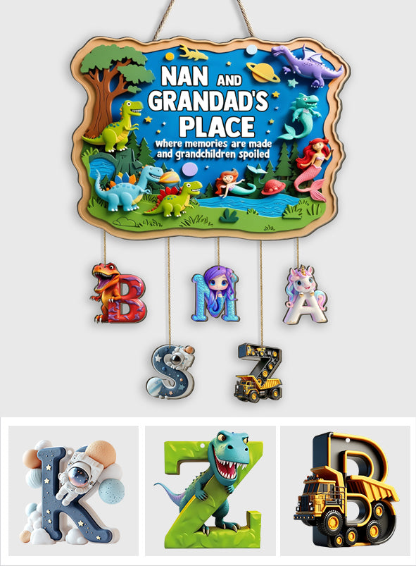 Der Ort von Oma und Opa, wo Erinnerungen entstehen – personalisiertes Familienschild aus Palettenholz