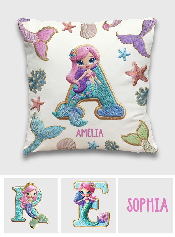 Beautiful Mermaid Alphabet - Personalized Kid Throw Pillow