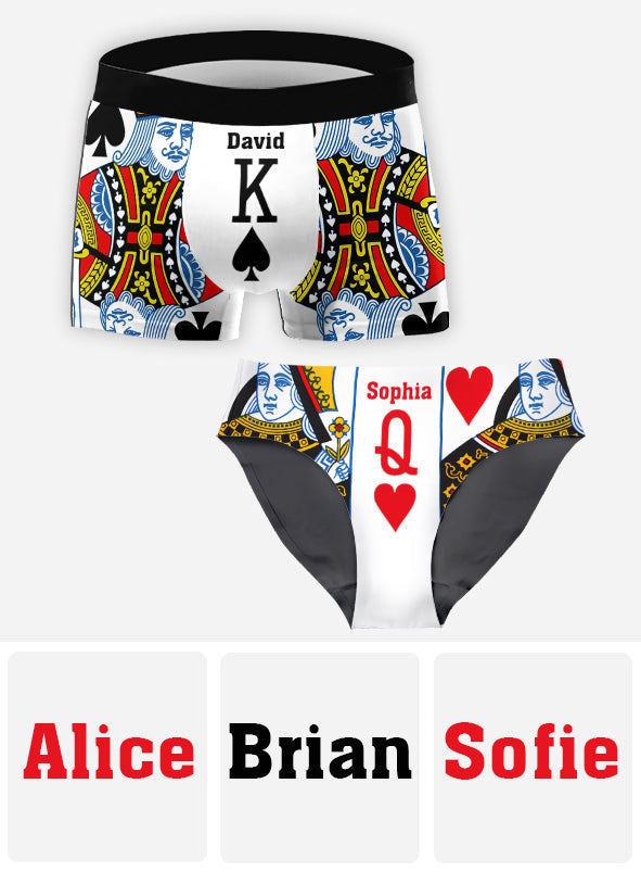 King And Queen - Personalized Couple Women Briefs & Men Boxer Briefs
