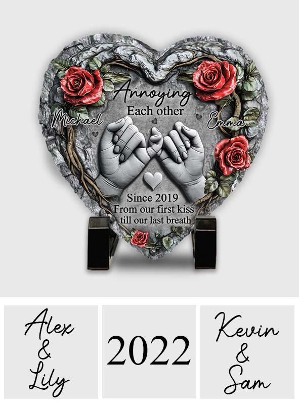 Bis dass der Tod uns scheidet – Personalisierter herzförmiger Stein für Paare
