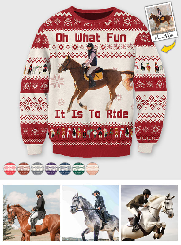 Oh, wie viel Spaß es macht zu reiten! Weihnachtsgeschenk für Pferdeliebhaber – personalisierter Pferdepullover