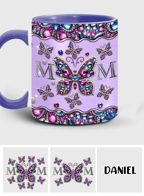 Mama und Kinder Schmetterlinge - Personalisierte Tasse mit Muttermotiv