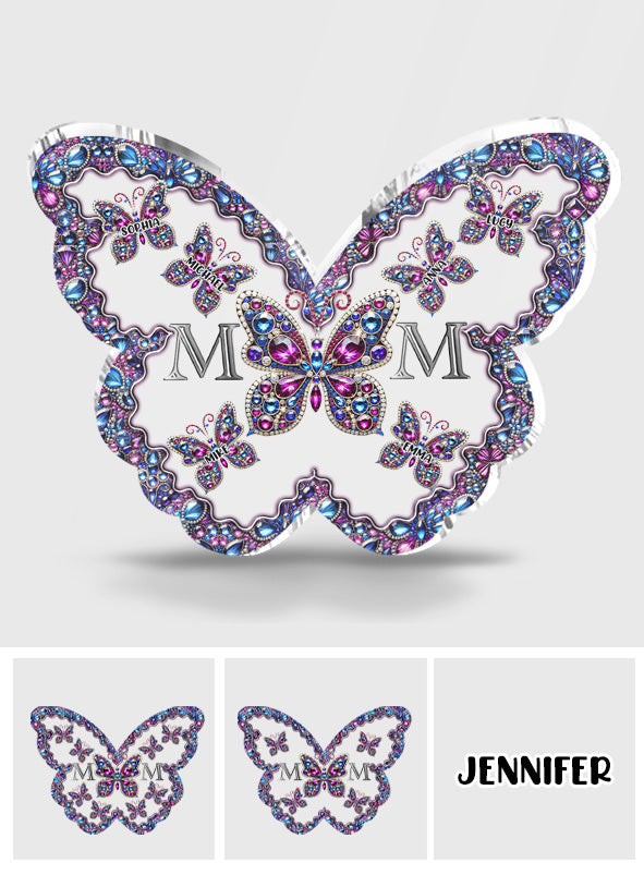 Mom And Children Butterflies - Personalized Mother Custom Shaped Acrylic Plaque